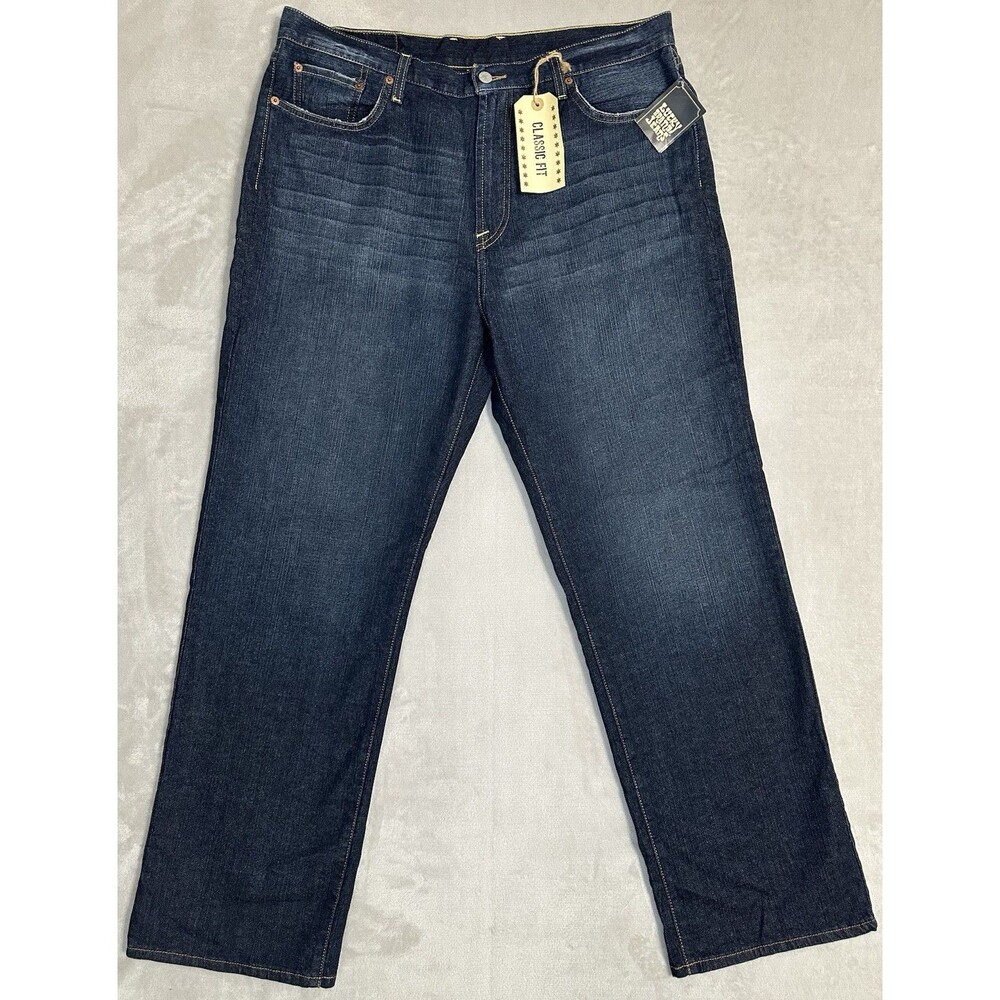 NWT Lucky Brand Men's 38 Dark Wash Relaxed Bootleg Mid Rise Stretch Denim Jeans